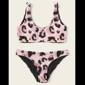 Leopard cheetah pink bikini swimsuit spots